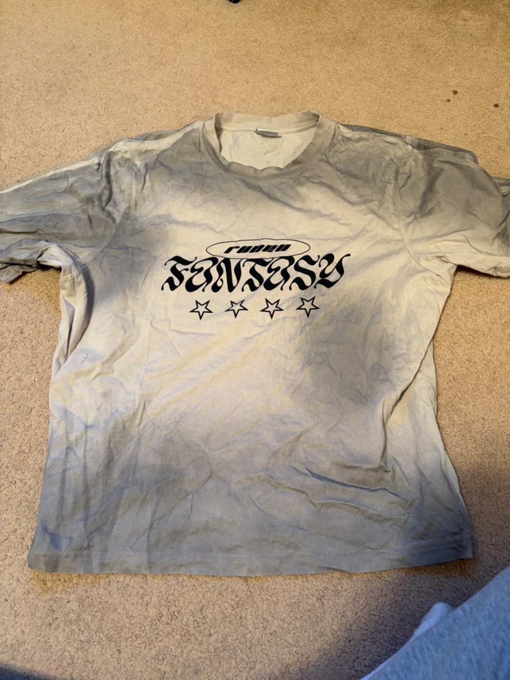 Cotton On Gray faded grunge y2k rodeo Graphic Tee with Black Stars